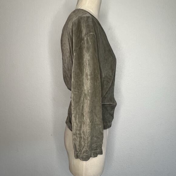 CP SHADES Velvet Wrap Top Blouse Dolman Olive Green Gothic Medium New Ab19 - Picture 3 of 9